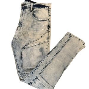 Men's Distressed Skinny Jeans in Black Acid Wash